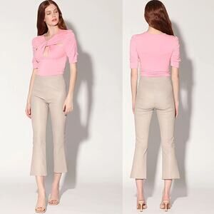 NWT Baker Lori Leather Flare Leg Elastic Waist Pant Women's Dove Size: XS